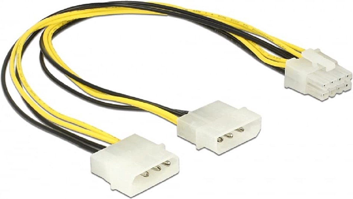 DELOCK Stroomkabel Molex 2x4Pin -> EPS 8Pin St/St 30cm