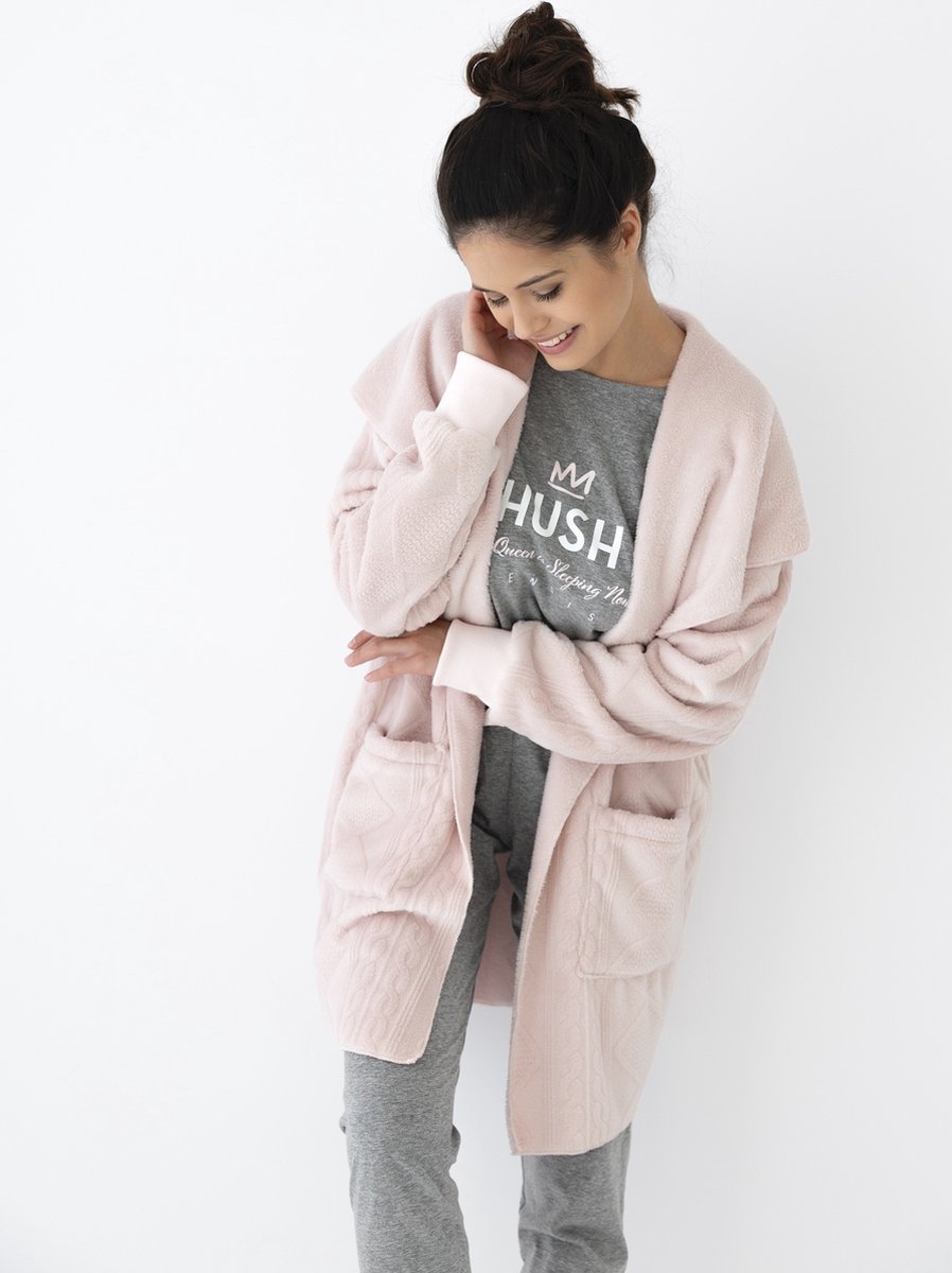 Sensis Warme Dames Cardigan Badjas Fleece Roze Ruth S/M