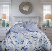 Dekbedovertrek Super King Blauw Wit Bloem Beddengoed Set Met Ritssluiting Pluizig, Dekbedovertrek Set 260x220 cm Inclusief 2 Kussenslopen 50x70 cm