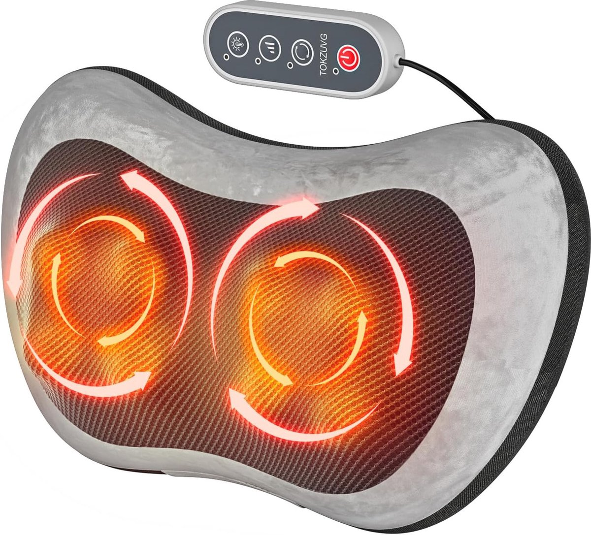 Goedkoopste Massagekussen met Warmtefunctie en Afstandsbediening – Ergonomische Shiatsu Rugmassager met 8 Nodes en 3 Snelheden