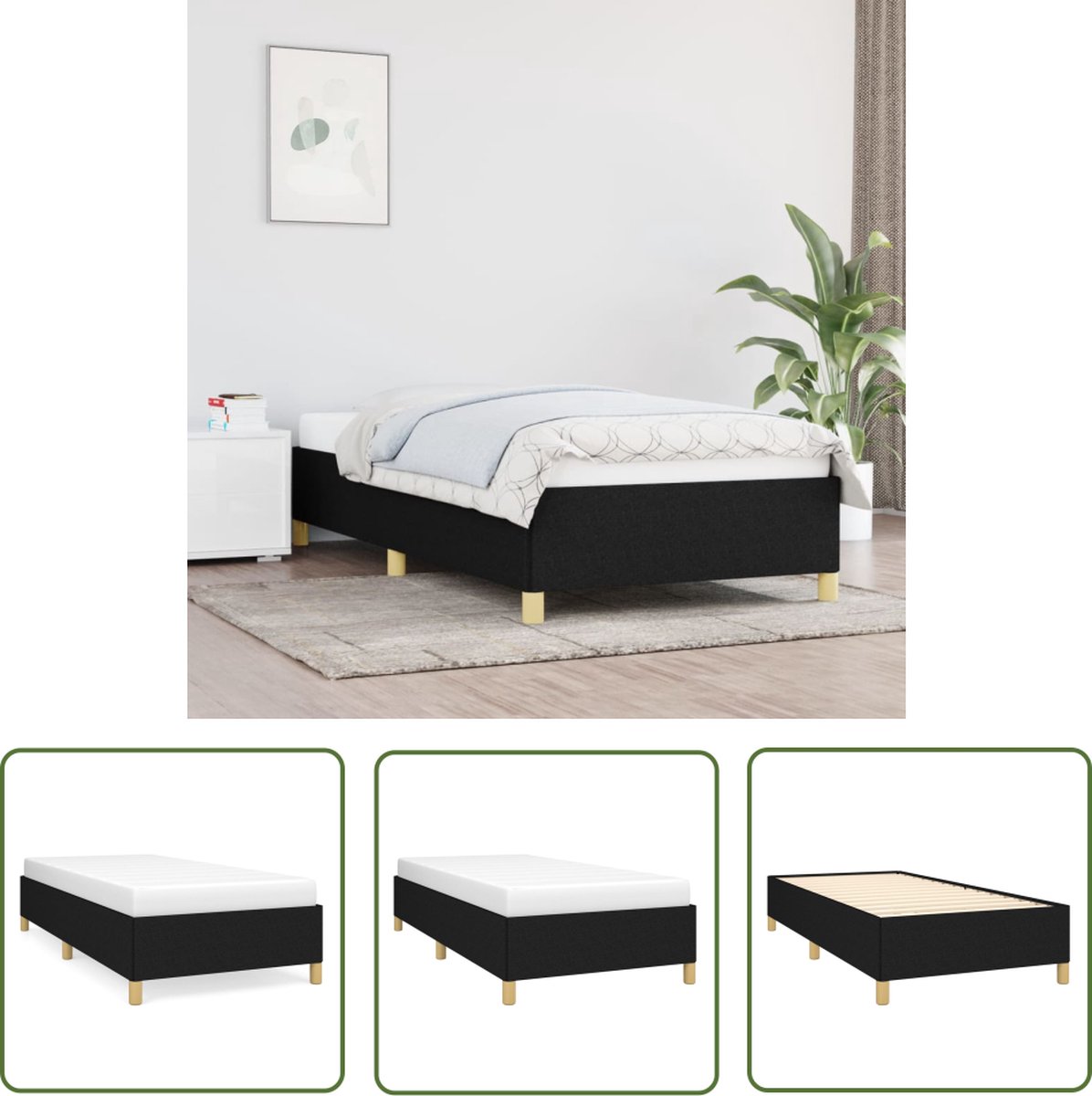 vidaXL Boxspring bed kunstleer zwart 140x200 cm, bed, slaapmeubel, bedbodem, ledikant, bedframe, tweepersoonsbed, boxspring, bedden, ledikanten