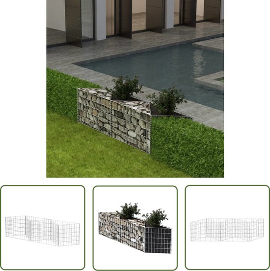 Gabion panier en maille The Living Store - 120 x 30 x 50 cm - Argent - Solide et durable