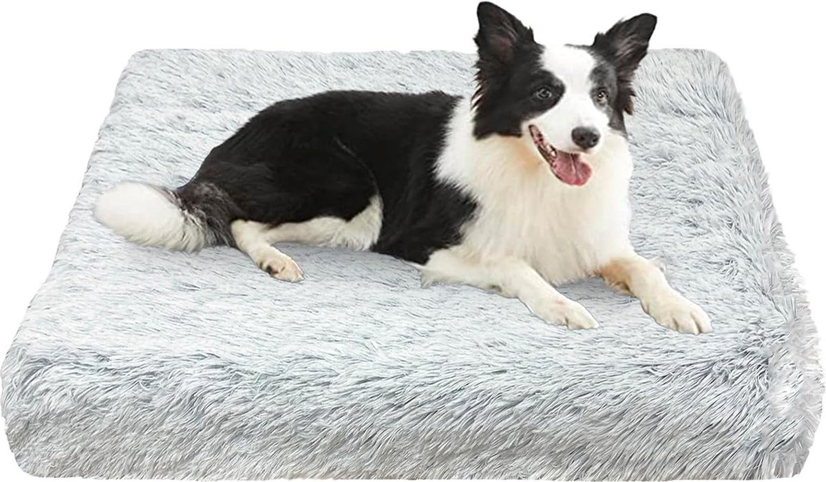 Hondenmand - Hondenkussen Zacht Lang Pluche - 110 x 80 x 8 cm - Rustgevend - Wasbaar - Binnenzeil Uitneembaar - Veelzijdig Inzetbaar - Antislip