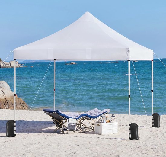 COSTWAY Paviljoen, 2 x 2 m, vouwpaviljoen, in hoogte verstelbaar, waterdicht en zonwering, partytent, tuintent met tas, tuinpaviljoen voor buiten, tuin, feest, camping, barbecue (grijs