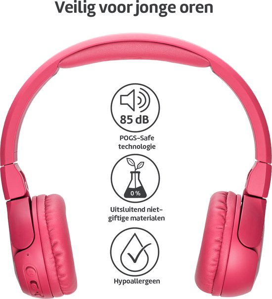 POGS - The Gecko 2 - Draadloze on-ear kinder koptelefoon - Bluetooth - Veilige volumebegrenzing - Duurzaam - Gratis app voor extra functies - rRoze