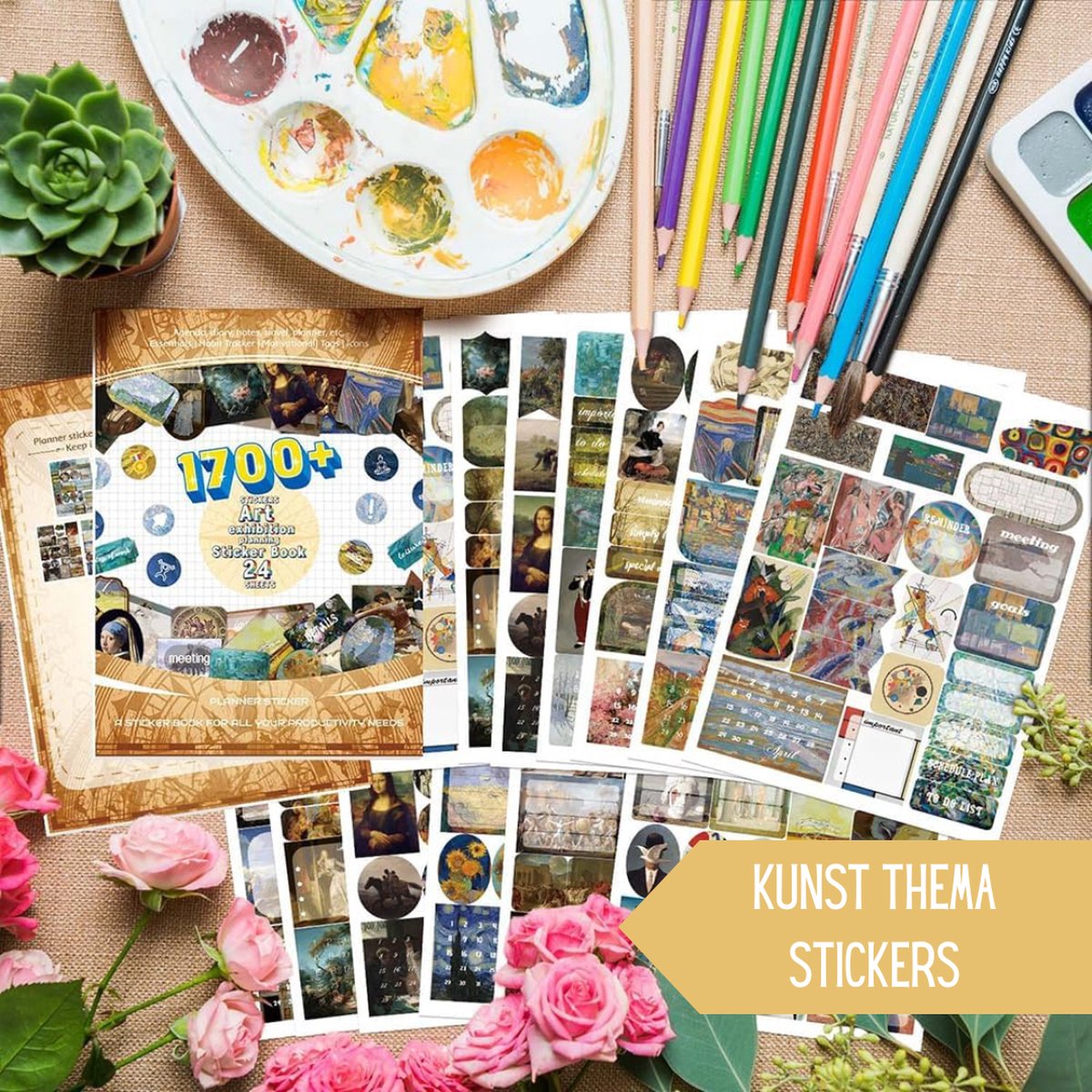 Stickerboekje met Planner & Bullet Journal Stickers met Kunst thema - 1700+ Stickers voor Agenda & Kalender - Beroemde schilderijen — afbeelding 3