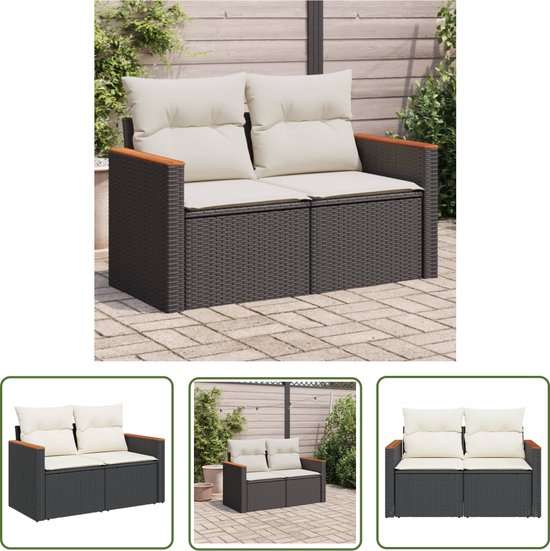 Banc de jardin 2 places The Living Store - Rotin PE Zwart - Avec fonction de rangement - 124 x 62 x 69 cm Banc de jardin - Banc de salon - Rotin PE - Banc de jardin noir - Ensemble de jardin - Décoration extérieure - Mobilier Plein air