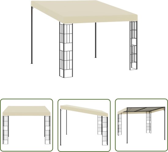The Living Store Wandprieel Zonneluifel - 3x3x2.05/2.62m - CrÃ¨me - Stof/Polyester - Staal