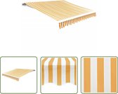 vidaXL Luifeldoek - Zonnewering - Luifeldoek 4x3 m canvas zonnebloemgeel en wit - Buitendecoratie - Terrasdecoratie - Balkondecoratie