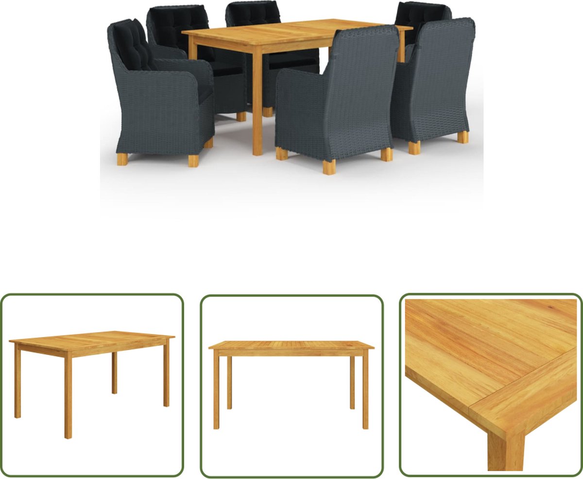 Tuinset van donkergrijs Acacia hout - The Living Store.