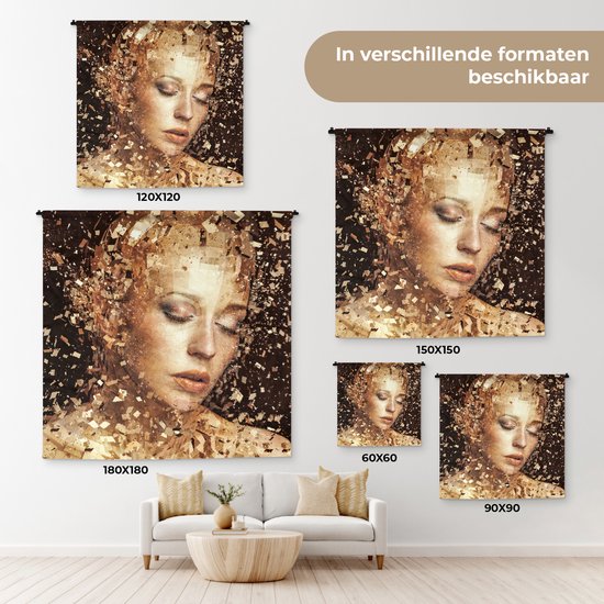 Wandkleed 60x60 cm - Wanddoek Vrouw - Abstract - Kunst - Wandtapijt - Wandkleden