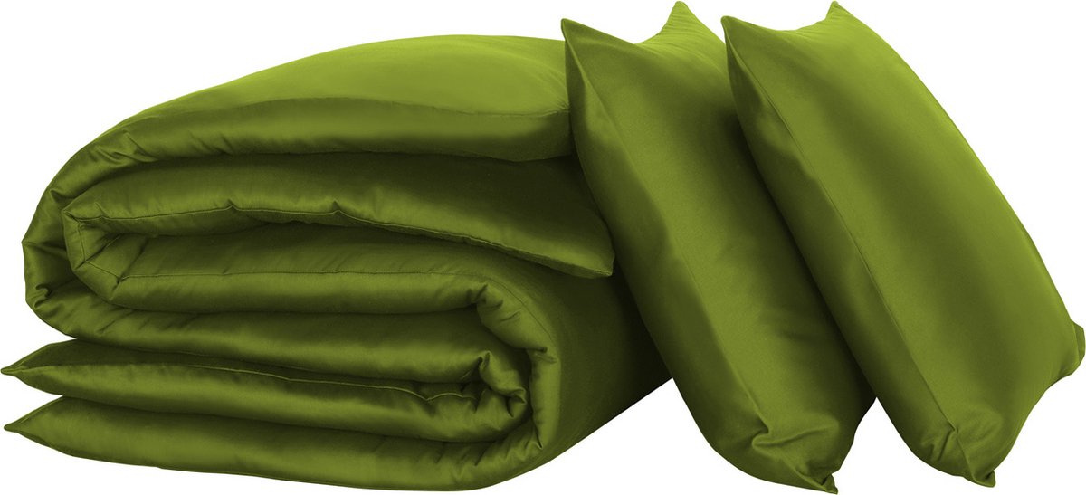 De Witte Lietaer Dekbedovertrek Olivia, Cactus - Lits Jumeaux - 240 x 220 cm - Katoen Satijn