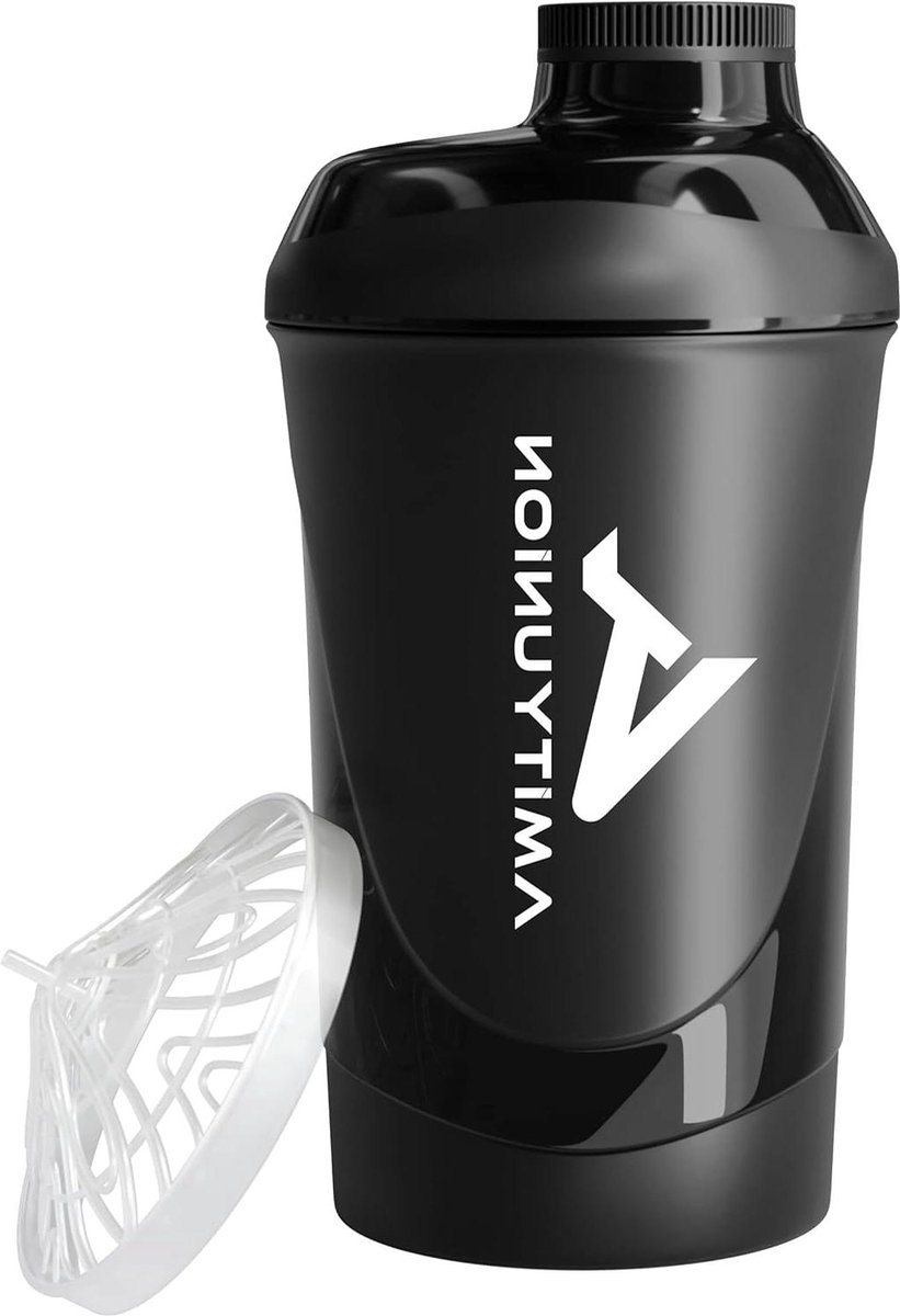 Goedkoopste Protein shaker with strainer 800ml leak-proof BPA free - Mixing bowl for creamy whey protein powder shakes - Black