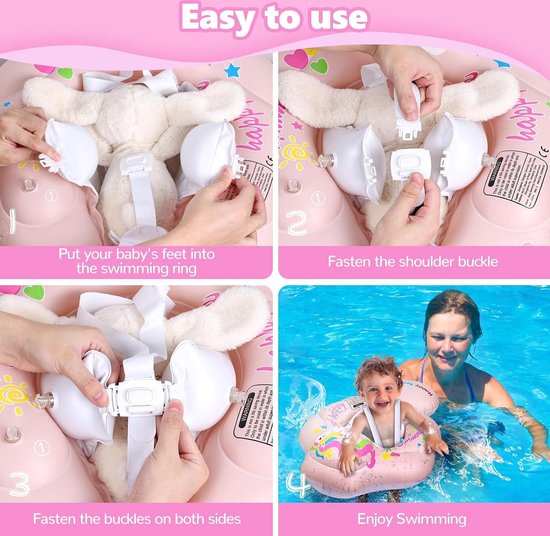Baby Swim Ring with Canopy - UPF 50+ Sun Protection - Inflatable Pool Float for Babies 6-36 Months van Lobster Pet. — afbeelding 4