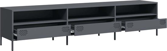 vidaXL - Meuble TV - 202x39x43,5 - cm - laminé à froid - acier - anthracite