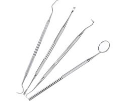 Scoby - Tandarts Set - Tandarts Spiegel - Mondhygiene Gereedschap - Tandartshaak - Pincet - 4-delig