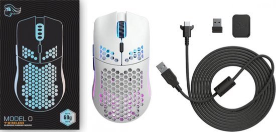 Glorious Model O Wireless Regular Mat Wit - Draadloze Gaming Muis RGB - Optisch - Voor Gaming