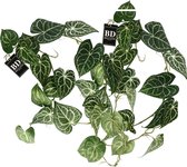 Bellatio Design kunstplant/hangplant slinger - 2x - Anthurium - groen - 109 cm lang - planten guirlandes