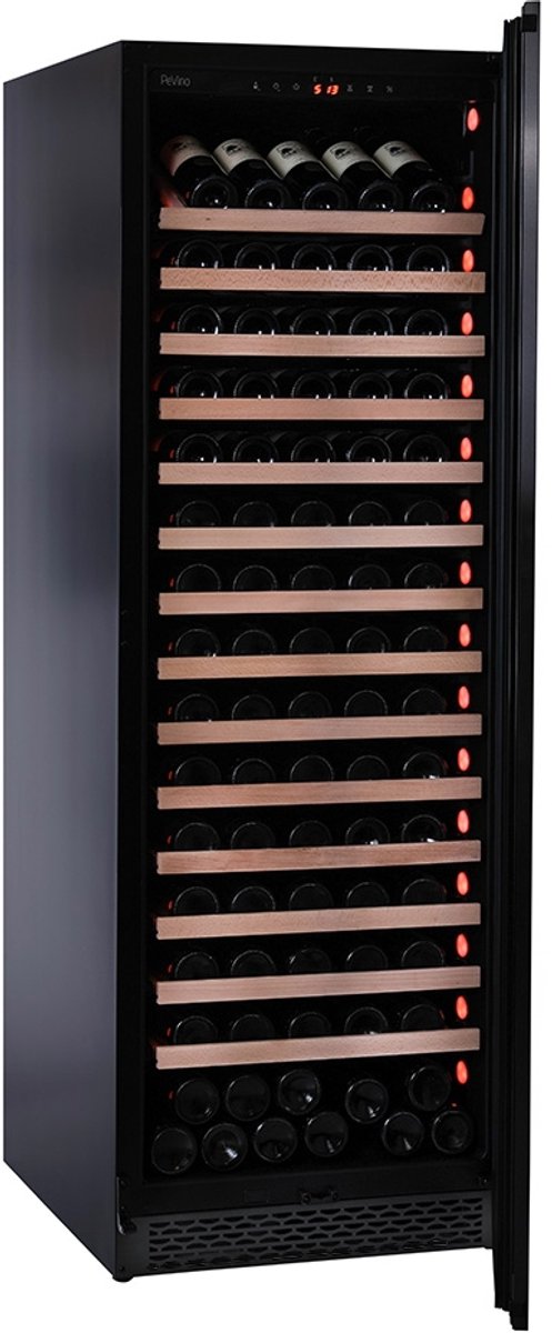 Wijnkoelkast - Pevino Majestic - 159 flessen - 1 temperatuurzone - zwart glas