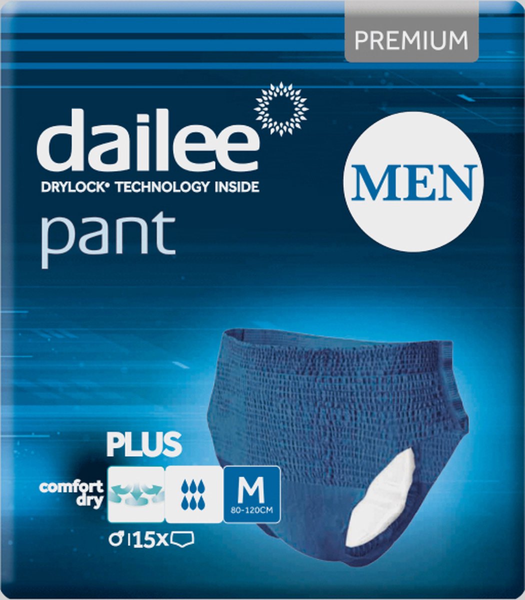 Goedkoopste Dailee Pant Premium Plus- Incontinentieondergoed - Heren- Avond/dag -M- 15 stuks