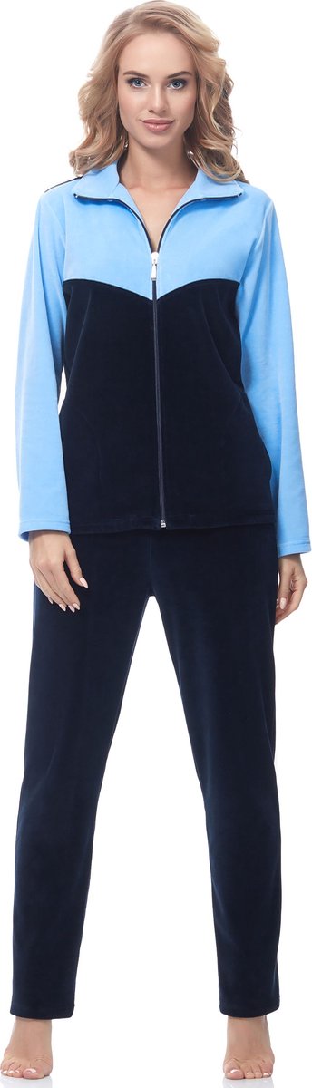 Merry Style – Dames Huispak – Vrijetijdspak – Velours – MS-MG-F-SUIT-n – Blauw – XXXXL