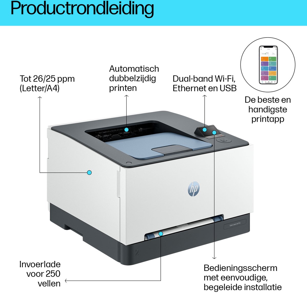 HP Color LaserJet Pro 3202dn - Kleuren Laserprinter - 3 jaar garantie na registratie thumbnail 6