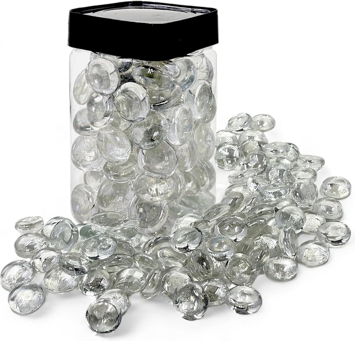 Decoratieve glasstenen transparant 2 cm - set van 450 g (ca. 72 glasnuggets) - kleurecht en iriserend - voor aquarium tuin kunsthandwerk tafeldecoratie