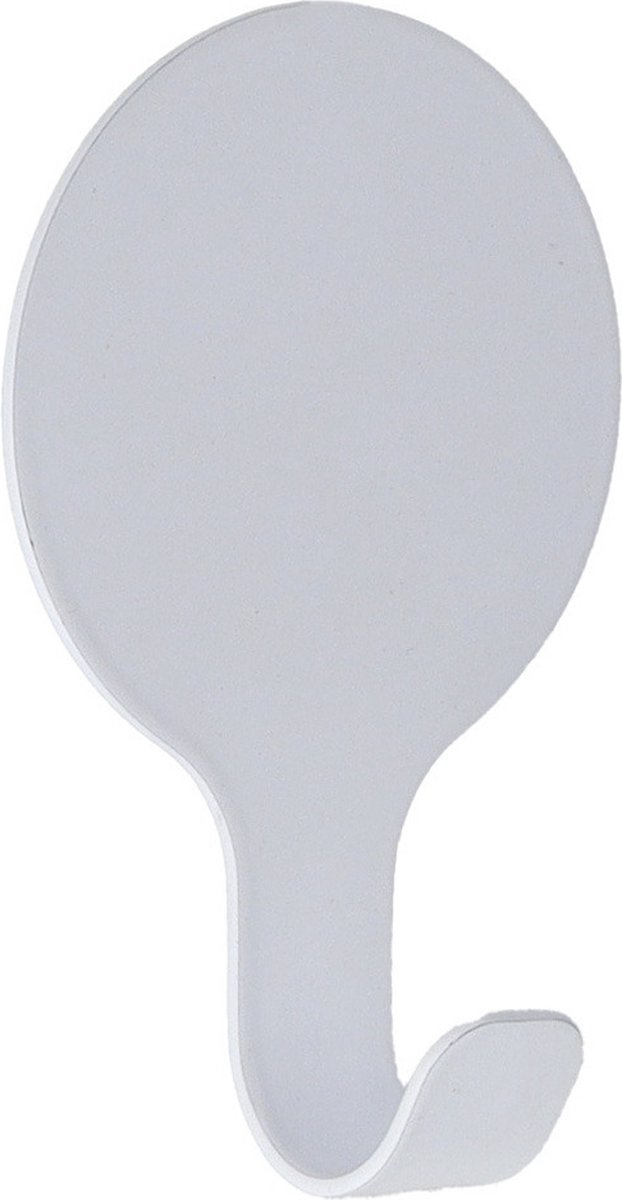 Tendance Plakhaakje rond - 1x stuks - 6 x 2,5 x 10 cm - Zelfklevende ophang haakjes - RVS - wit - keuken/badkamer haken