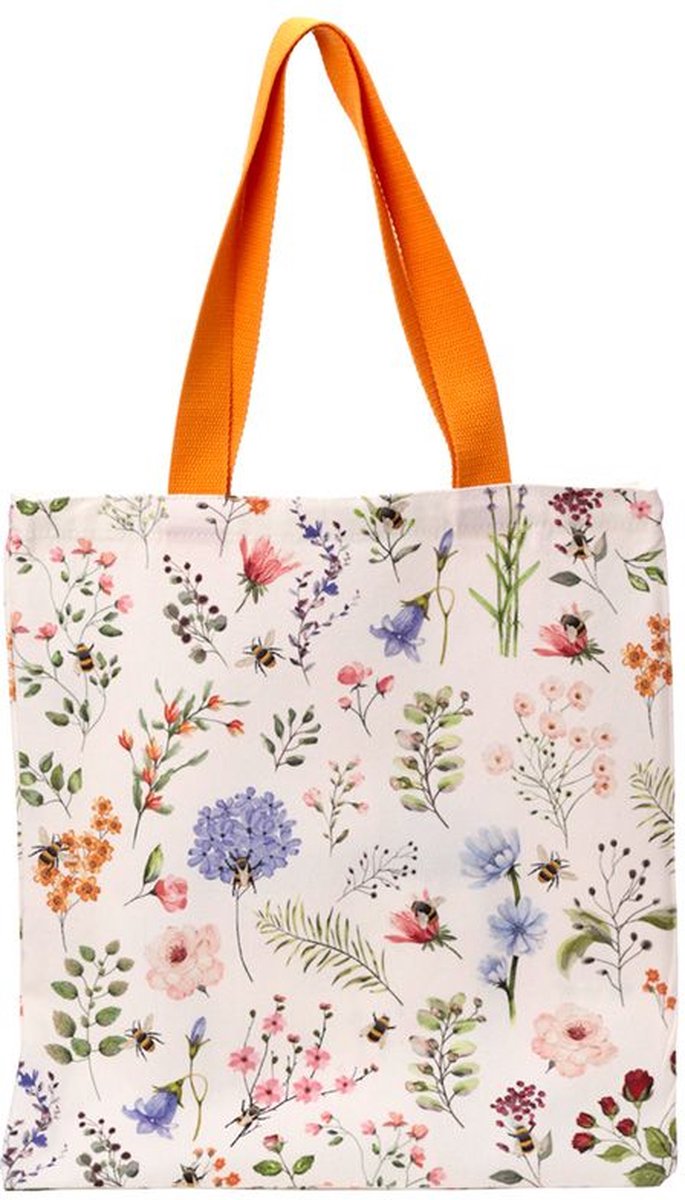 Tas Shopper - Nectar Meadows - Veldbloemen & Bijen - Polykatoen Herbruikbaar - 39.5x37.5cm