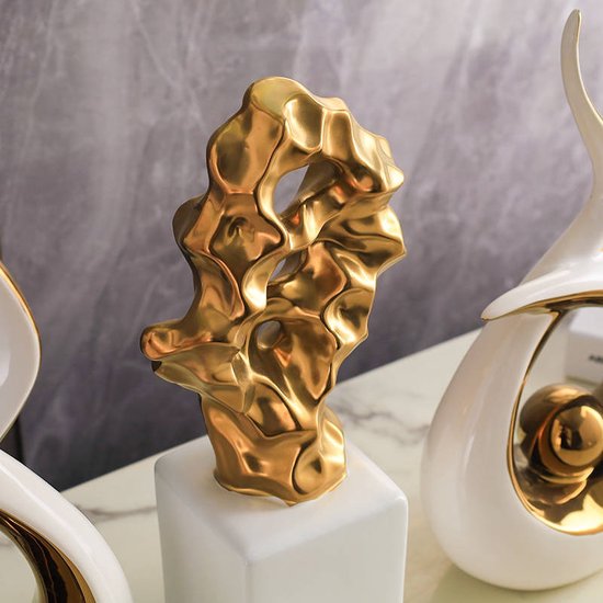 IvoQ Set de statues de Décoration dorées de Luxe – Accessoires de maison élégants pour intérieur moderne