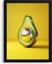 Cadre photo avec affiche - Cadre pour affiche 30x40 cm - Posters - Avocat - Boule disco - Jaune - Glitter - Photo dans cadre - Décoration murale Cuisine - Accessoires de Décoration murale murale - Décoration murale - Peintures