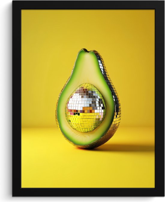 Cadre photo avec affiche - Cadre pour affiche 30x40 cm - Posters - Avocat - Boule disco - Jaune - Glitter - Photo dans cadre - Décoration murale Cuisine - Accessoires de Décoration murale murale - Décoration murale - Peintures