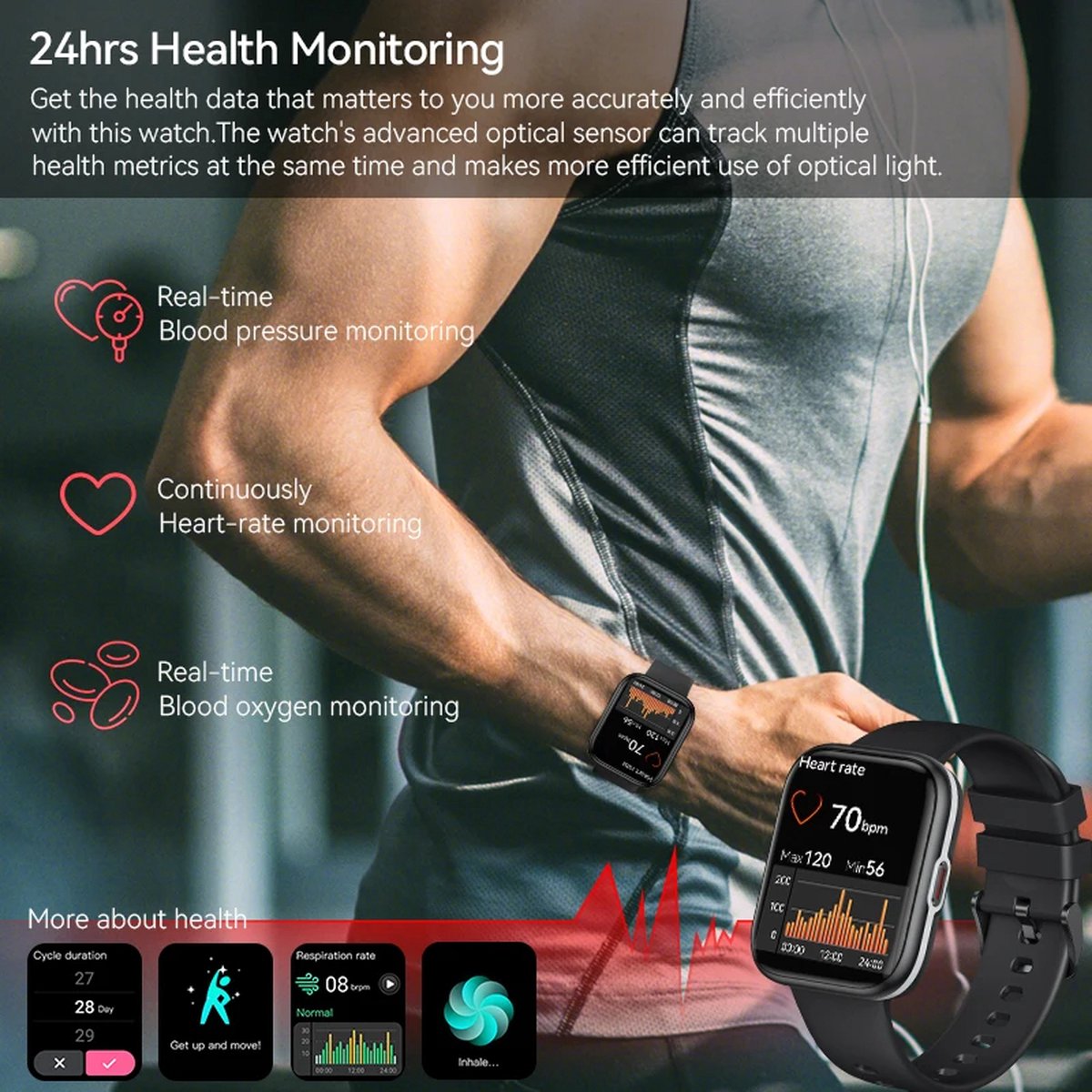 Afbeelding 2 van 2024 NFC Smartwatch Vrouwen & Mannen - Bluetooth Call, AI Stemassistent, Sport & Fitness Tracker, Waterdichte Smartwatch met Armband, Gezondheidstracker, Activiteitenmonitor, Slimme Horloge, Hartslagmeter, Stappenteller, Wearable Technologie