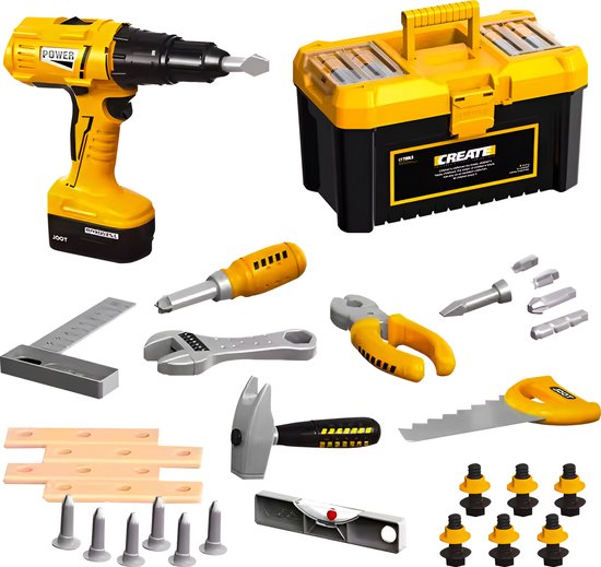 My Green Deal - Gereedschapskoffer Kinderen - 30 Delige Gereedschapskist Set - Speelgoed Boormachine - Speelgoed Gereedschap Voor Kinderen