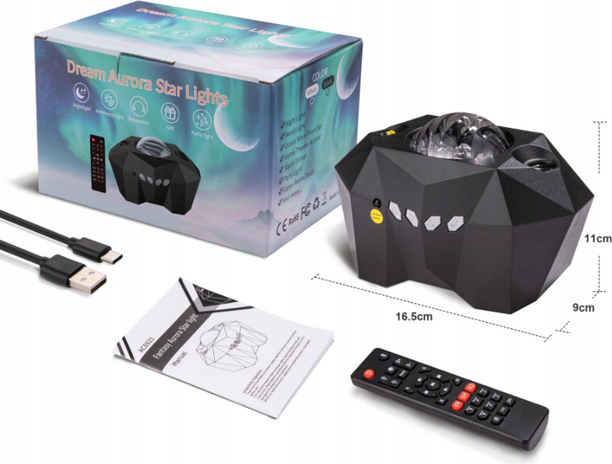 Projector met Poollicht, Sterrenhemel en Maan - Bluetooth Speaker + Afstandsbediening! – foto 7
