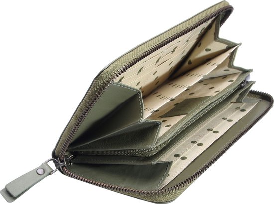 Esquire Cuir Porte-monnaie Peru Zip Around Wallet Olive