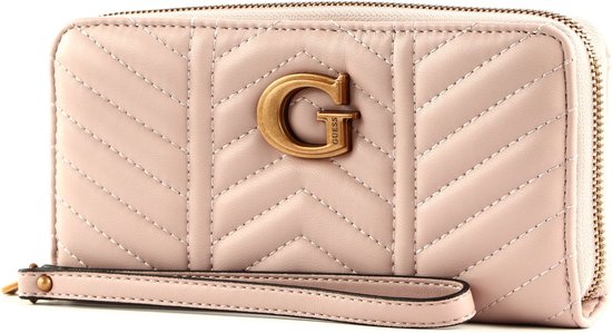 GUESS Portemonnee Katey Zip Around Wallet Stone Crème