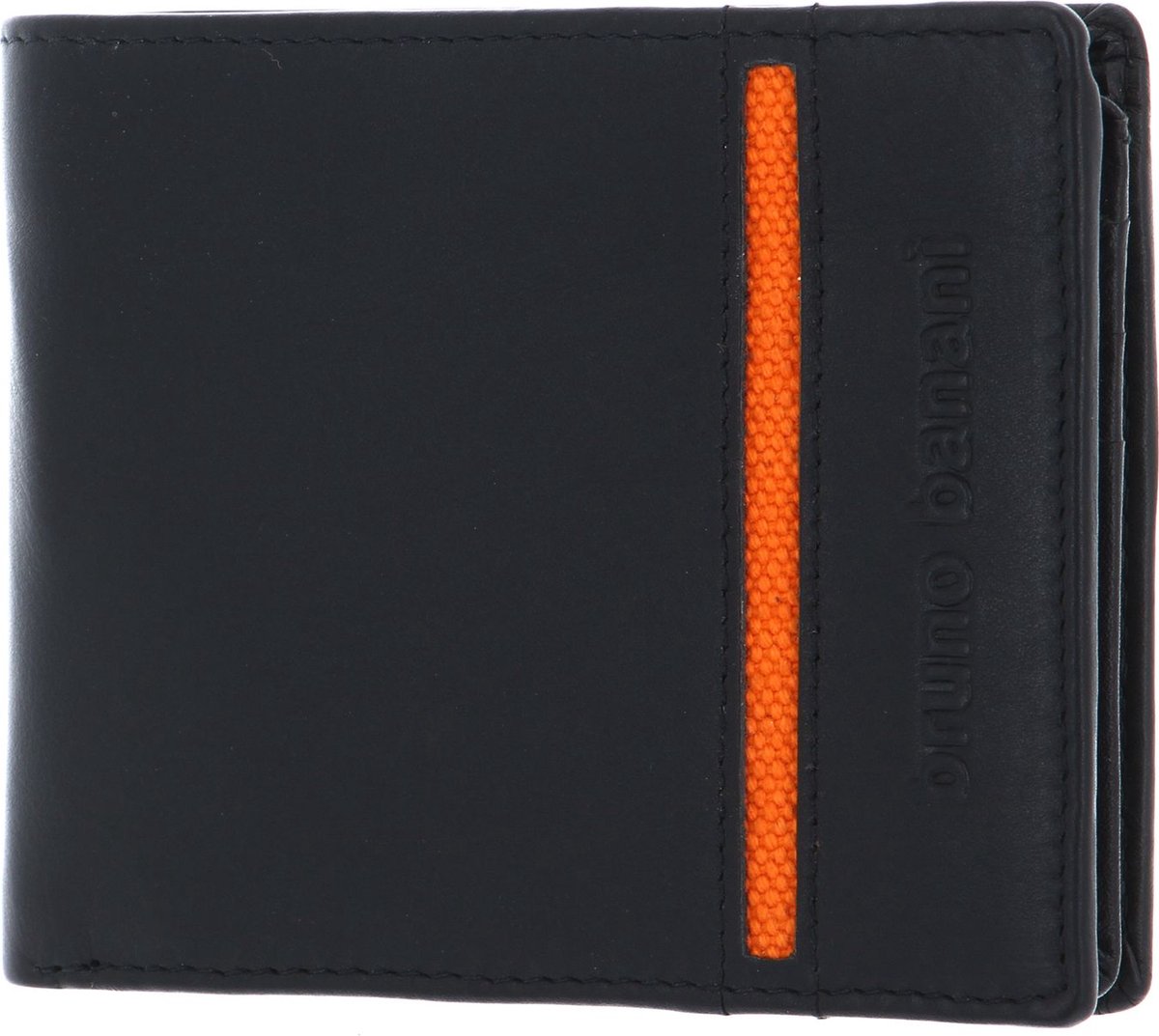 bruno banani Leren Portemonnee Wallet Black / Orange Zwart