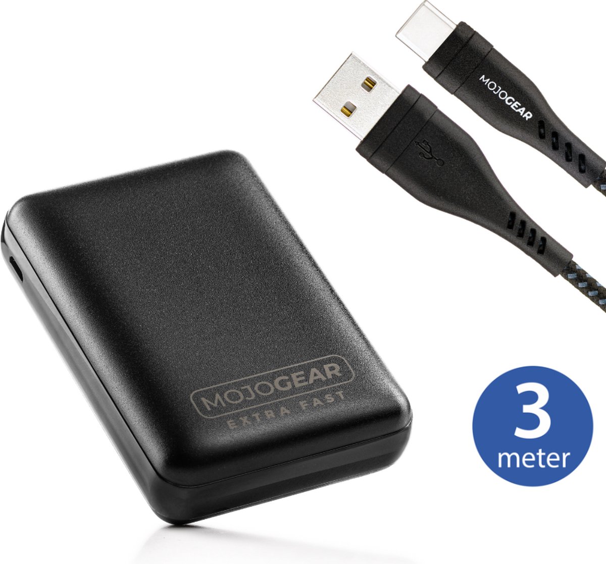 MOJOGEAR Mini Extra Fast 10.000 mAh Powerbank met USB-C Kabel - MOJOGEAR - €32,99