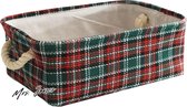 Madame Boîte de rangement pour décoration d'arbre de Noël Jones - Organisateur pour décoration de Noël et panier de Noël pour Enfants - Paniers cadeaux pliables - Panier de rangement vide pour ferme (motif à carreaux verts).