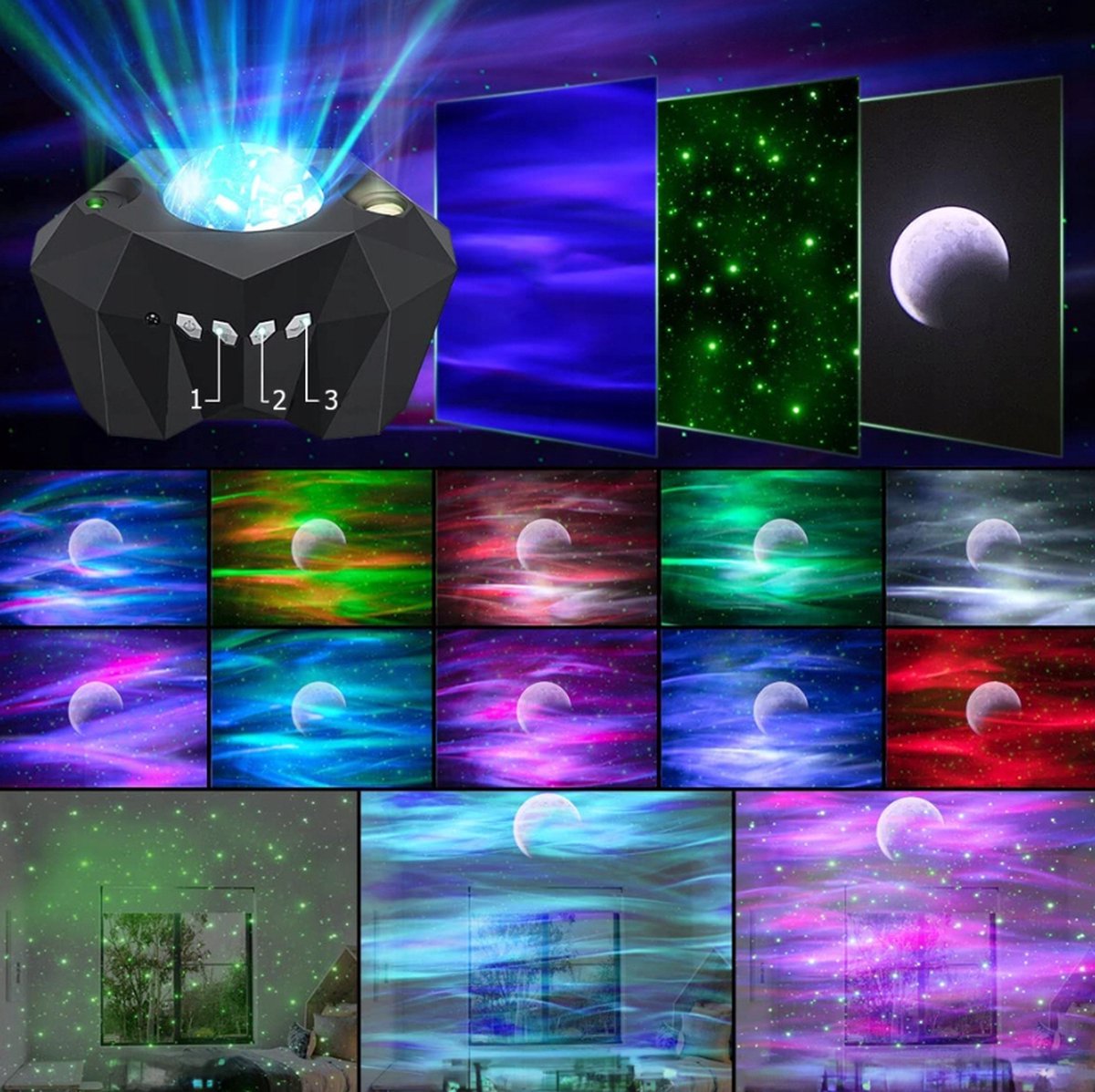 Projector met Poollicht, Sterrenhemel en Maan - Bluetooth Speaker + Afstandsbediening! – foto 2