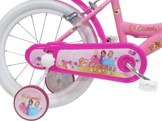 Flowers 16 inch kinderfiets roze van Merkloos — afbeelding 4
