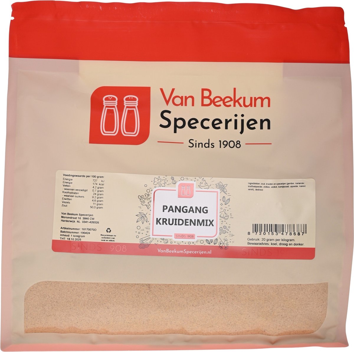 Goedkoopste Van Beekum Specerijen - Pangang Kruidenmix - 1 kilo (hersluitbare stazak
