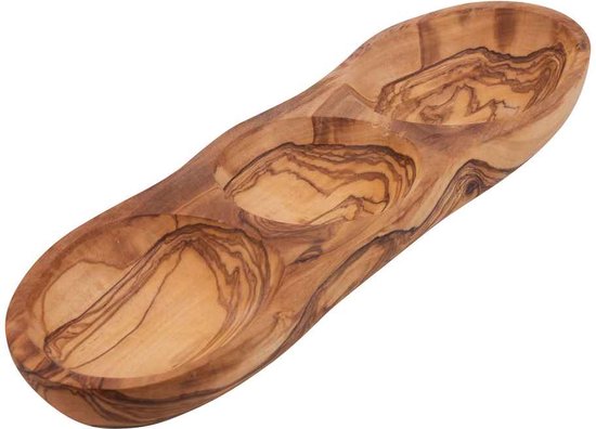 Bowls and Dishes Pure Olive Wood olijfhouten borreltrio recht | cadeautip!