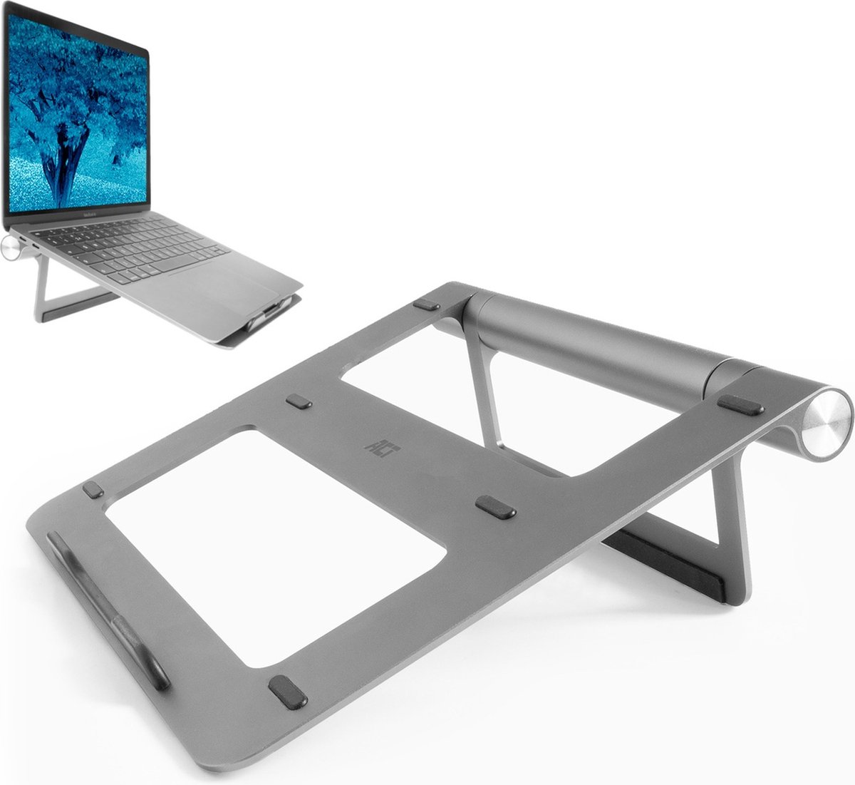ACT laptopstandaard met docking station - Grijs
