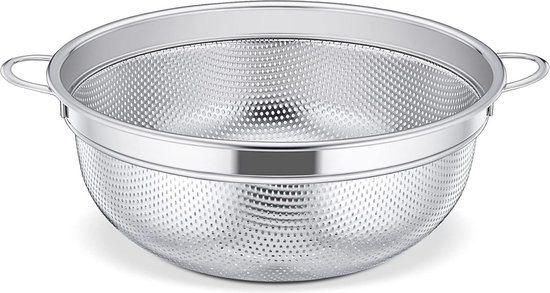 2 Pack roestvrijstalen panzeef Half maan Pan zeef met handgreep pasta zeef gemakkelijke drainerende pot zeef met een platte zeef van de pot zeef