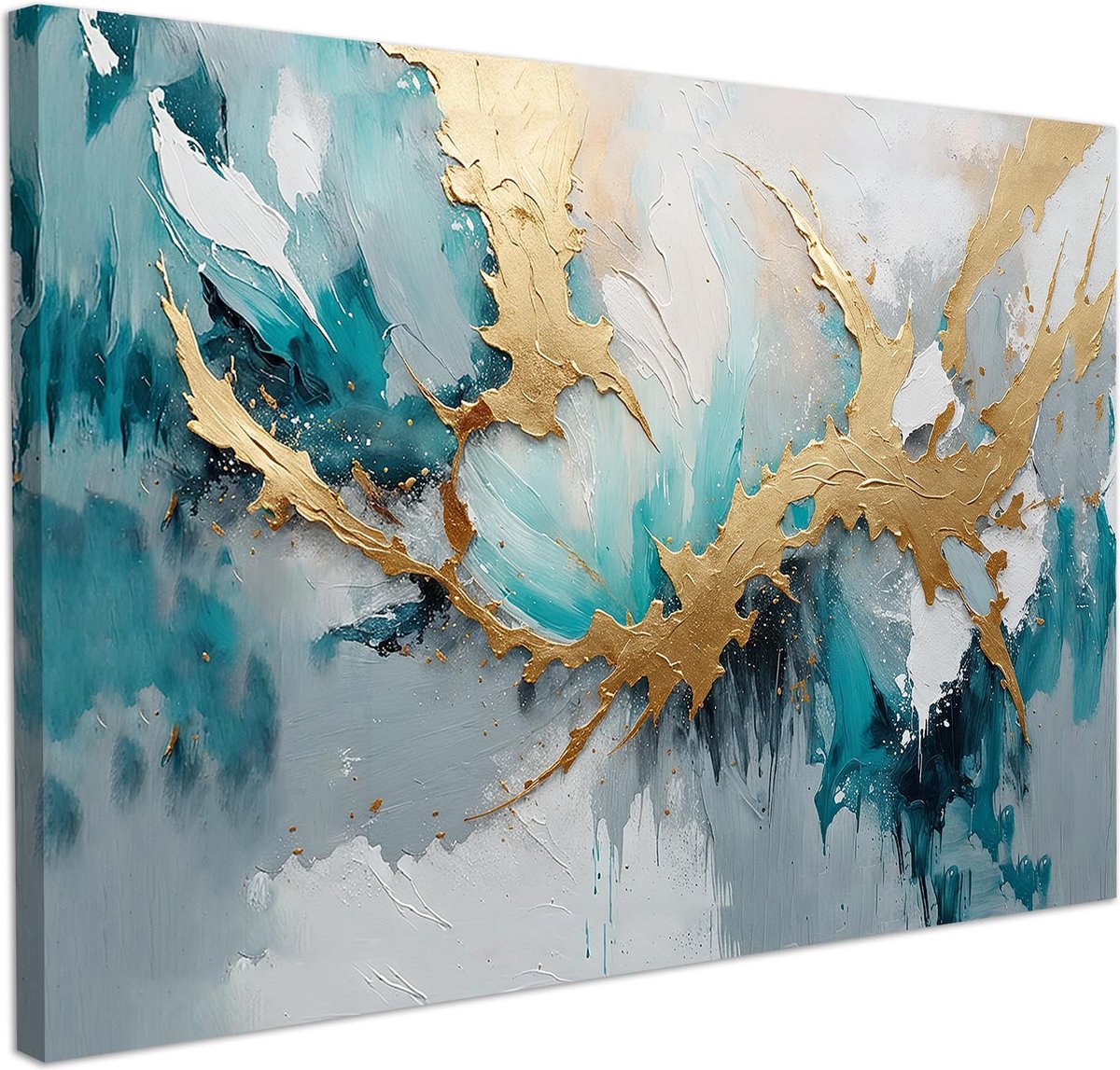 Goodivery ® Abstracte Geometrische Wanddecoratie in Blauw en Goud voor Moderne Interieurs