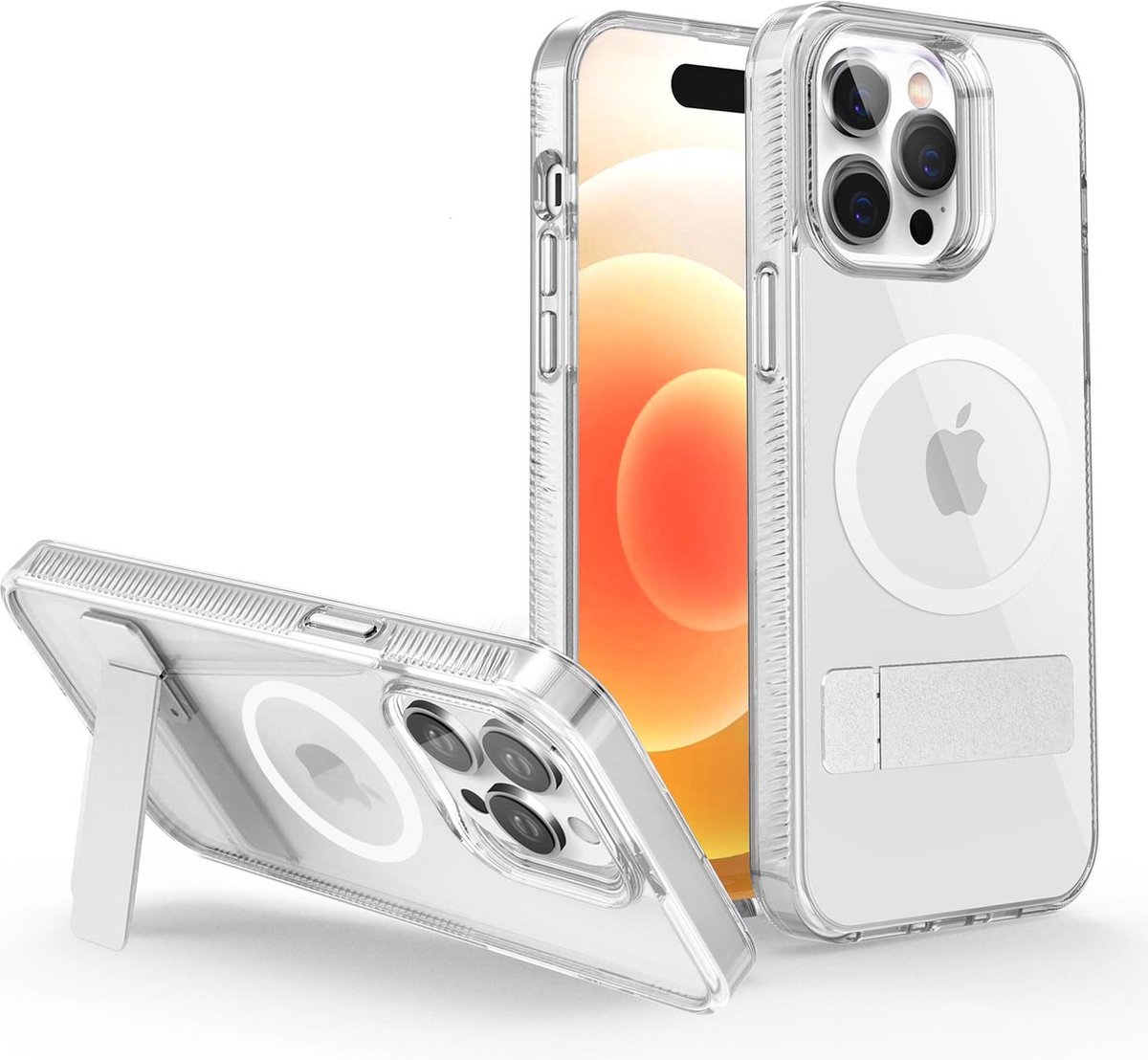 Casify Doorzichtig Kickstand Hoesje geschikt voor MagSafe iPhone 15 Pro Hoesje - Transparant