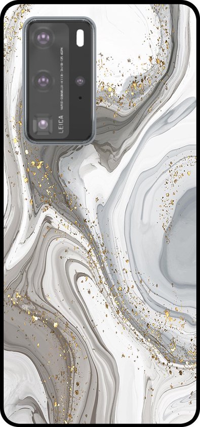 Coque de protection arrière en Huawei avec motif marbré pour Huawei P40 Pro - Argent
