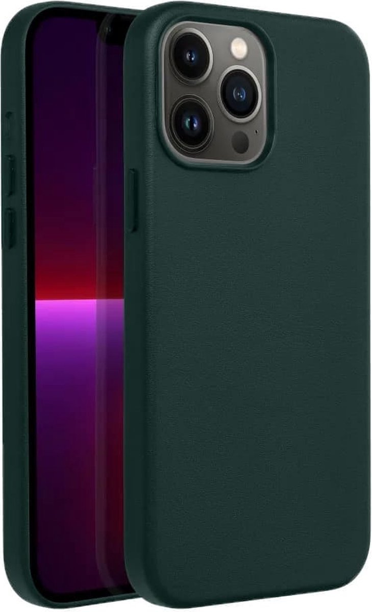 Casify Leren Hoesje geschikt voor MagSafe iPhone 13 Pro Hoesje - Bosgroen